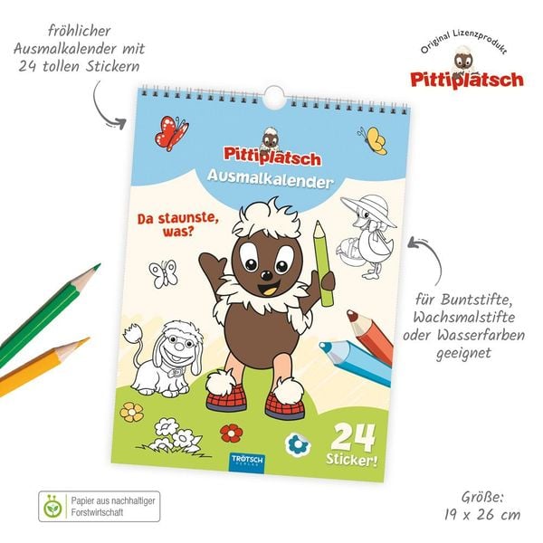 Produktbild: Tr&ouml;tsch Ausmalkalender immerw&auml;hrend Pittiplatsch