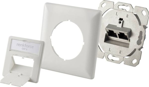 Produktbild: Renkforce Netzwerkdose Unterputz Einsatz CAT 6 2 Port Reinwei&szlig;