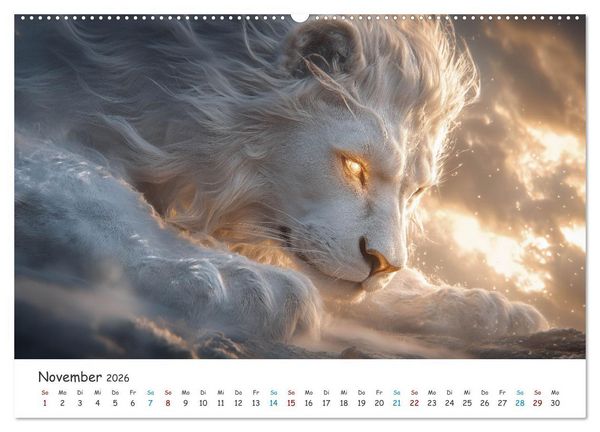 Produktbild: Die St&auml;rke der L&ouml;wenw&auml;chter (Wandkalender 2026 DIN A2 quer), CALVENDO Monatskalender