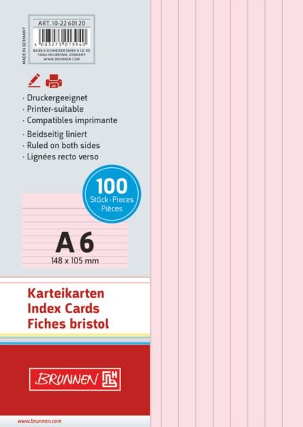 Produktbild: Brunnen Karteikarte A6 lin rt 100St