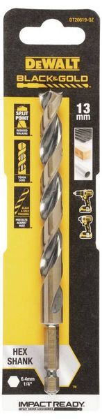 Produktbild: DEWALT DT20619-QZ HSS-G Metall-Spiralbohrer 1 St&uuml;ck 13 mm Gesamtl&auml;nge 145 mm korrosionsgesch&uuml;tzt Sechskant 1 St.