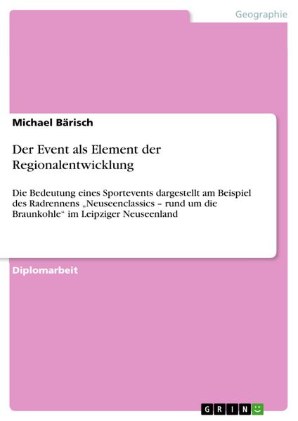 Produktbild: Der Event als Element der Regionalentwicklung