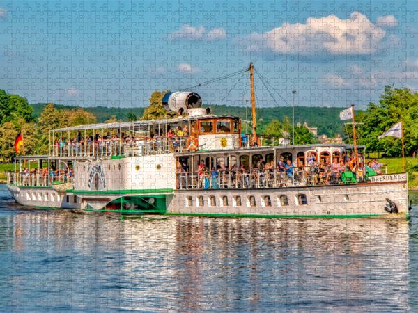 Produktbild: CALVENDO Puzzle Raddampfer auf der Elbe | 1000 Teile Lege-Gr&ouml;&szlig;e 64x48cm Foto-Puzzle f&uuml;r gl&uuml;ckliche Stunden