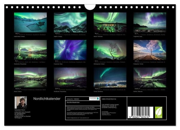Produktbild: Nordlichtkalender (Wandkalender 2026 DIN A4 quer), CALVENDO Monatskalender