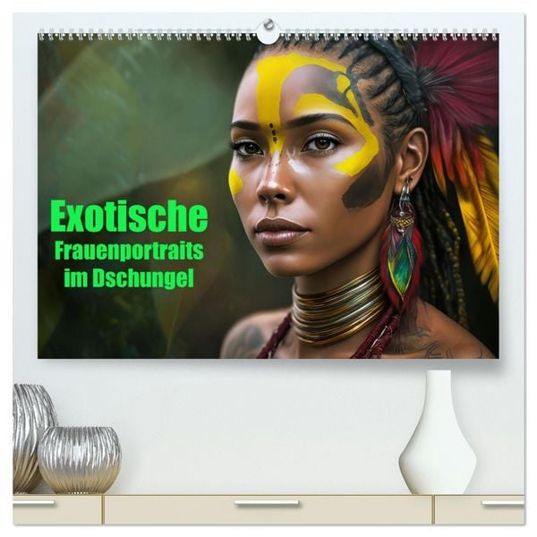 Produktbild: Exotische Frauenportraits im Dschungel (hochwertiger Premium Wandkalender 2026 DIN A2 quer), Kunstdruck in Hochglanz