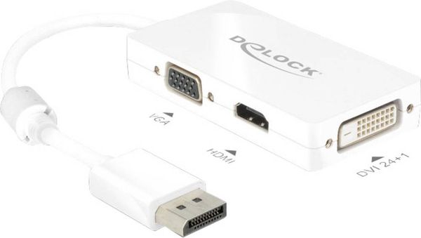 Delock 62655 DisplayPort / VGA / HDMI / DVI Adapter [1x DisplayPort Stecker - 1x VGA-Buchse, HDMI-Buchse, DVI-Buchse 24+