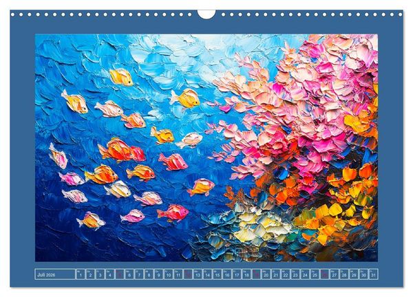 Produktbild: Bunte Fische im &Ouml;lgem&auml;lde-Stil. Zuhause in den Meerestiefen (Wandkalender 2026 DIN A3 quer), CALVENDO Monatskalender