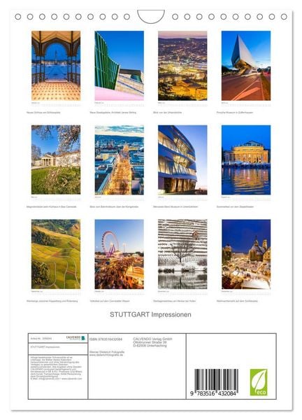 Produktbild: STUTTGART Impressionen (Wandkalender 2026 DIN A4 hoch), CALVENDO Monatskalender