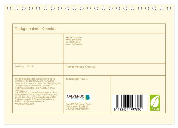 Produktbild: Parkgemeinde Kromlau (Tischkalender 2026 DIN A5 quer), CALVENDO Monatskalender