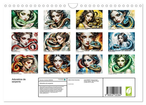 Produktbild: Adoratrice de serpents (Calendrier mural 2026 DIN A4 vertical), CALVENDO calendrier mensuel