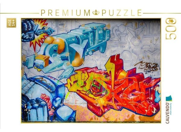 CALVENDO Puzzle Graffiti an der Turnhalle Gamigstraße | 500 Teile Lege-Größe 48 × 36 cm Foto-Puzzle für Erwachsene