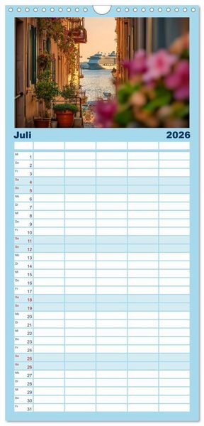 Produktbild: Familienplaner 2026 - Kreuzfahrtschiffe Kalender - Kreuzfahrten und Giganten der Meere mit 5 Spalten (Wandkalender, 21 x 45 cm) CALVENDO