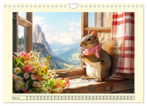 Produktbild: H&ouml;rnchen-Mode in der Natur. Niedliche Eichh&ouml;rnchen auf trendiger Mission (Wandkalender 2026 DIN A4 quer), CALVENDO Monatskalender