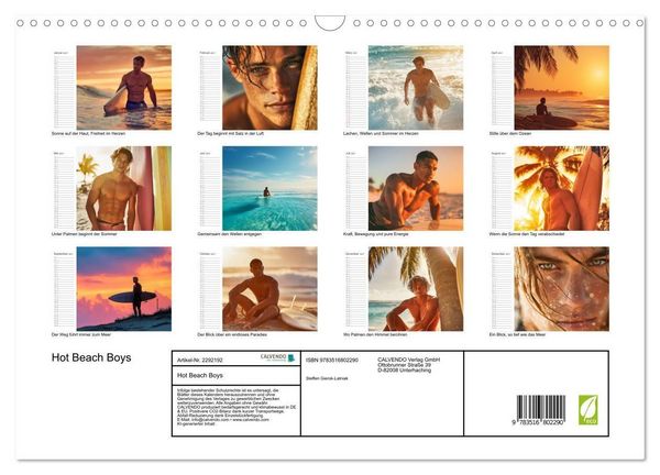 Produktbild: Hot Beach Boys (Wandkalender 2027 DIN A3 quer), CALVENDO Monatskalender
