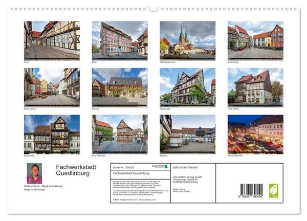 Produktbild: Fachwerkstadt Quedlinburg (hochwertiger Premium Wandkalender 2026 DIN A2 quer), Kunstdruck in Hochglanz