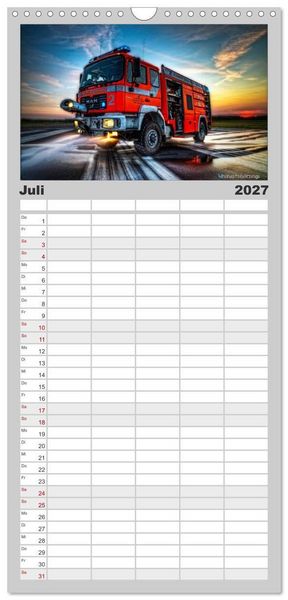 Produktbild: Familienplaner 2027 - HDR Einsatzfahrzeuge mit 5 Spalten (Wandkalender, 21 x 45 cm) CALVENDO