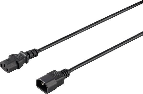 Produktbild: Sygonix SY-5042704 Kaltger&auml;te Verl&auml;ngerungskabel Schwarz 1.50m