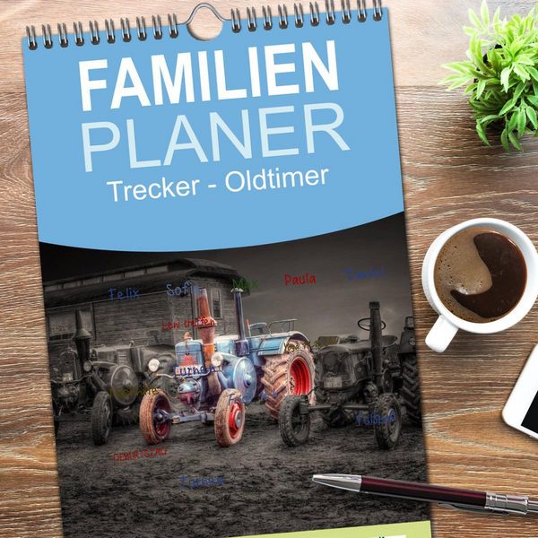 Produktbild: Familienplaner 2026 - Trecker - Oldtimer mit 5 Spalten (Wandkalender, 21 x 45 cm) CALVENDO