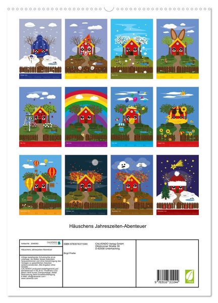 Produktbild: H&auml;uschens Jahreszeiten-Abenteuer (hochwertiger Premium Wandkalender 2026 DIN A2 hoch), Kunstdruck in Hochglanz
