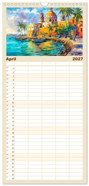 Produktbild: Familienplaner 2027 - Magisches Mexiko. Leuchtende Impressionen mit 5 Spalten (Wandkalender, 21 x 45 cm) CALVENDO