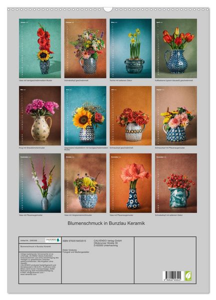 Produktbild: Blumenschmuck in Bunzlau Keramik (Wandkalender 2026 DIN A2 hoch), CALVENDO Monatskalender