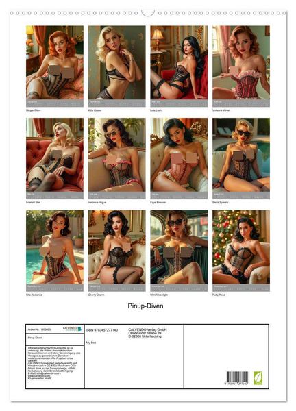 Produktbild: Pinup-Diven (Wandkalender 2026 DIN A2 hoch), CALVENDO Monatskalender