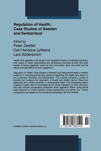 Produktbild: Regulation of Health: Case Studies of Sweden and Switzerland