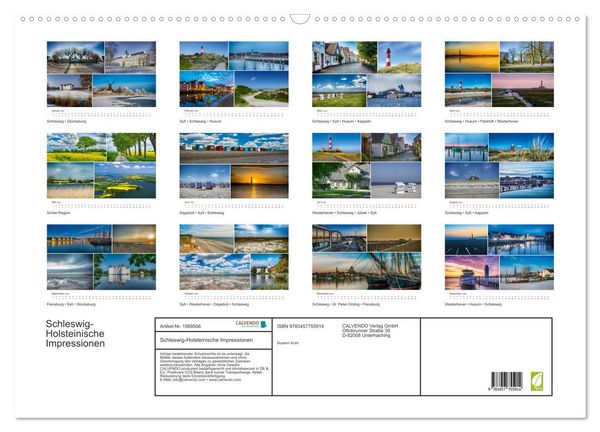Produktbild: Schleswig-Holsteinische Impressionen (Wandkalender 2026 DIN A2 quer), CALVENDO Monatskalender