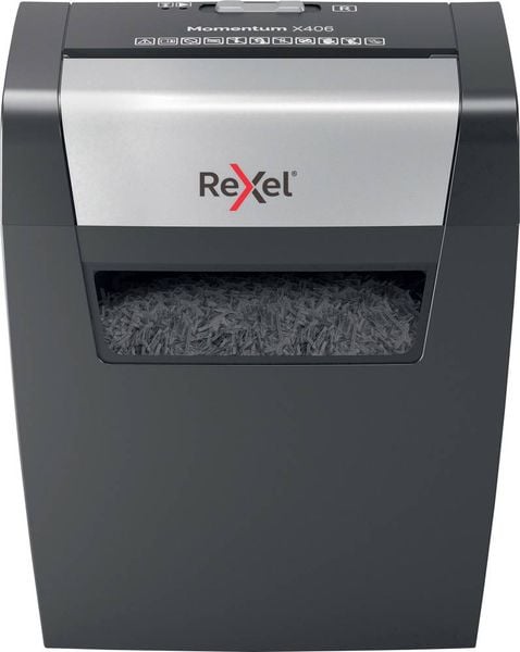 Rexel Momentum X406 Aktenvernichter 6 Blatt Partikelschnitt 4 x 28 mm P-4 15 l Vernichtet auch Büroklammern, Heftklammer