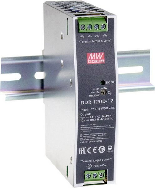 MEAN WELL DDR-120B-48 Hutschienen-DC/DC-Wandler (DIN-Rail) 48 V/DC 2.5 A 120 W Anzahl Ausgänge:1 x Inhalt 1 St.