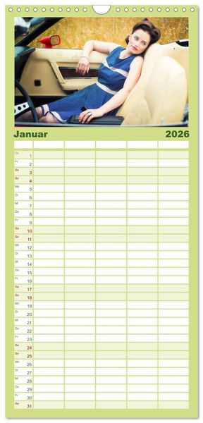 Produktbild: Familienplaner 2026 - Rockabilly - Back to the 50s mit 5 Spalten (Wandkalender, 21 x 45 cm) CALVENDO