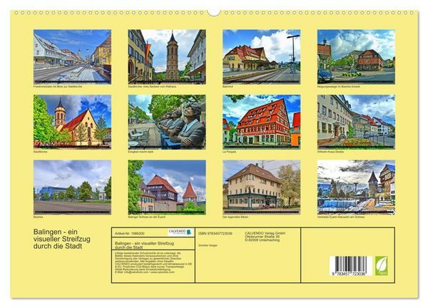 Produktbild: Balingen - ein visueller Streifzug durch die Stadt (hochwertiger Premium Wandkalender 2026 DIN A2 quer), Kunstdruck in Hochglanz