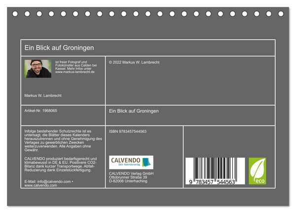 Produktbild: Ein Blick auf Groningen (Tischkalender 2026 DIN A5 quer), CALVENDO Monatskalender