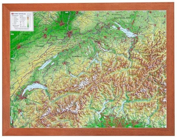 Produktbild: Relief Schweiz klein 1:1 MIO mit Holzrahmen