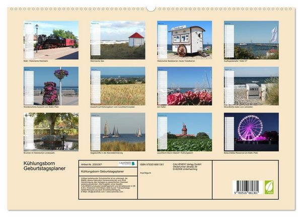 Produktbild: K&uuml;hlungsborn Geburtstagsplaner (hochwertiger Premium Wandkalender 2026 DIN A2 quer), Kunstdruck in Hochglanz