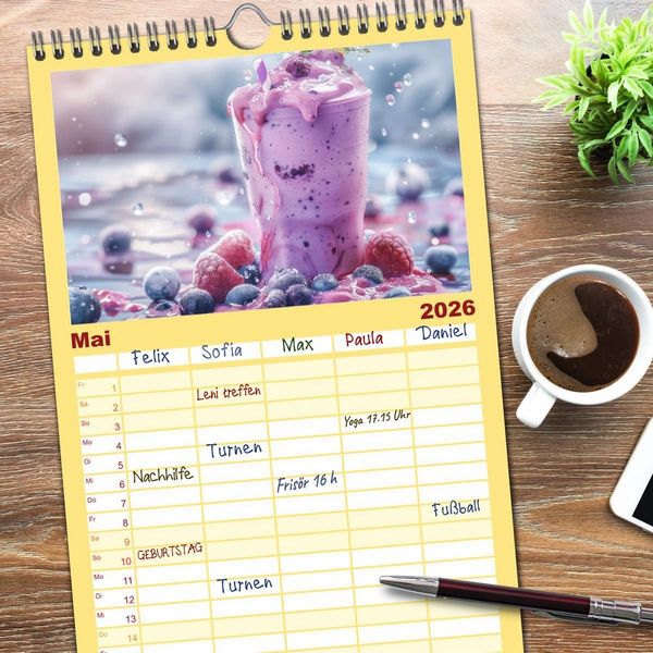 Produktbild: Familienplaner 2026 - Leckere Smoothies mit 5 Spalten (Wandkalender, 21 x 45 cm) CALVENDO