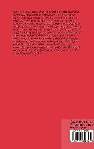 Produktbild: Applied Combinatorics on Words
