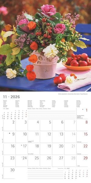 Produktbild: Alpha Edition - Blumenträume 2026 Broschürenkalender, 30x30cm, Wandkalender mit Platz für Notizen und Termine, hochwertige Bildmotive, Mondphasen, Mon