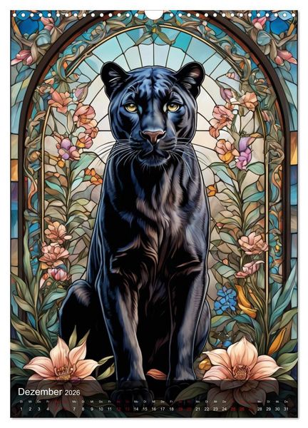 Produktbild: Wildtiere und Glaskunst im Tiffany Stil (Wandkalender 2026 DIN A3 hoch), CALVENDO Monatskalender