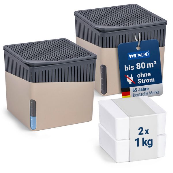 Produktbild: Raumentfeuchter Mod. Cube Beige 1000 g, 2er Set, beugt Schimmel und Ger&uuml;chen vor