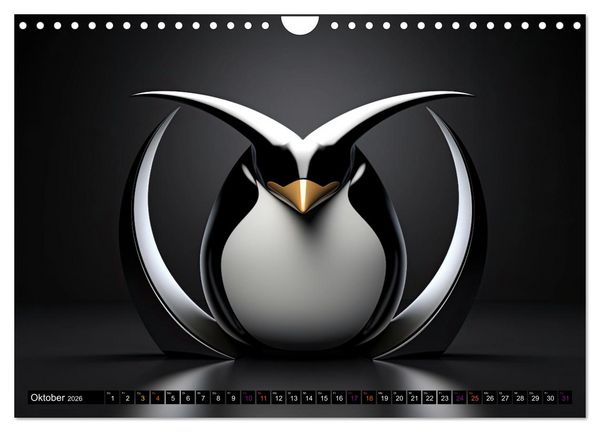 Produktbild: PINGUINE - modern Art (Wandkalender 2026 DIN A4 quer), CALVENDO Monatskalender