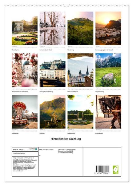 Produktbild: Hinrei&szlig;endes Salzburg (hochwertiger Premium Wandkalender 2026 DIN A2 hoch), Kunstdruck in Hochglanz