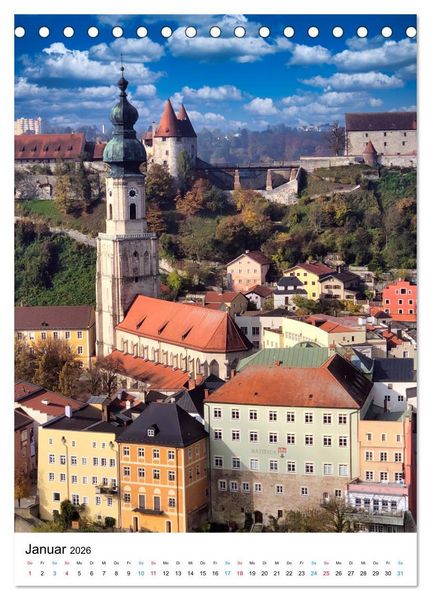 Produktbild: Burghausen, eine historische Stadt im Fokus (Tischkalender 2026 DIN A5 hoch), CALVENDO Monatskalender