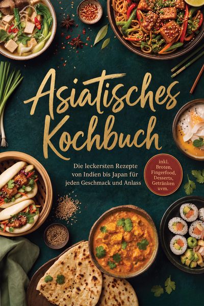 Produktbild: Asiatisches Kochbuch: Die leckersten Rezepte von Indien bis Japan f&uuml;r jeden Geschmack und Anlass - inkl. Broten, Fingerfood, Desserts, Getr&auml;nken uvm.