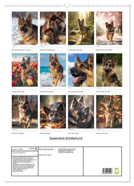 Produktbild: Seelenblick Sch&auml;ferhund (Wandkalender 2027 DIN A2 hoch), CALVENDO Monatskalender