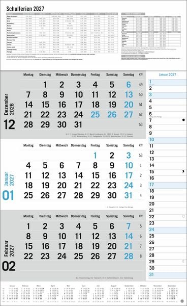 3-Monats-Planer Klappfälzel 2027