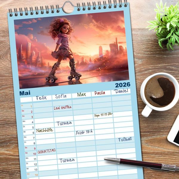 Produktbild: Familienplaner 2026 - Magie der Kindheit mit 5 Spalten (Wandkalender, 21 x 45 cm) CALVENDO