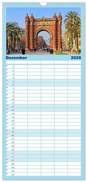 Produktbild: Familienplaner 2026 - Die 12 meistbesuchten St&auml;dte der Welt mit 5 Spalten (Wandkalender, 21 x 45 cm) CALVENDO