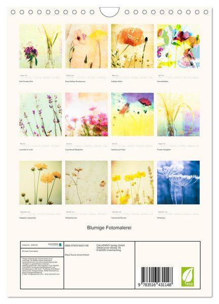 Produktbild: Blumige Fotomalerei (Wandkalender 2026 DIN A4 hoch), CALVENDO Monatskalender