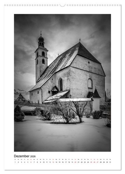 Produktbild: Kitzb&uuml;hel Monochrom (Wandkalender 2026 DIN A2 hoch), CALVENDO Monatskalender
